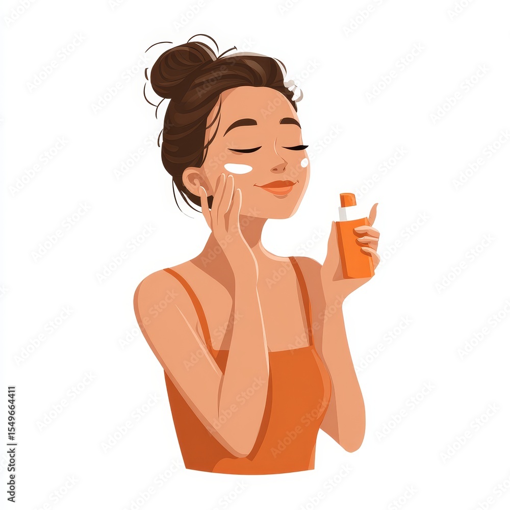 Young Woman Applying Skincare Cream for Healthy Glowing Skin Young Woman Applying Skincare Cream for Healthy Glowing Skin