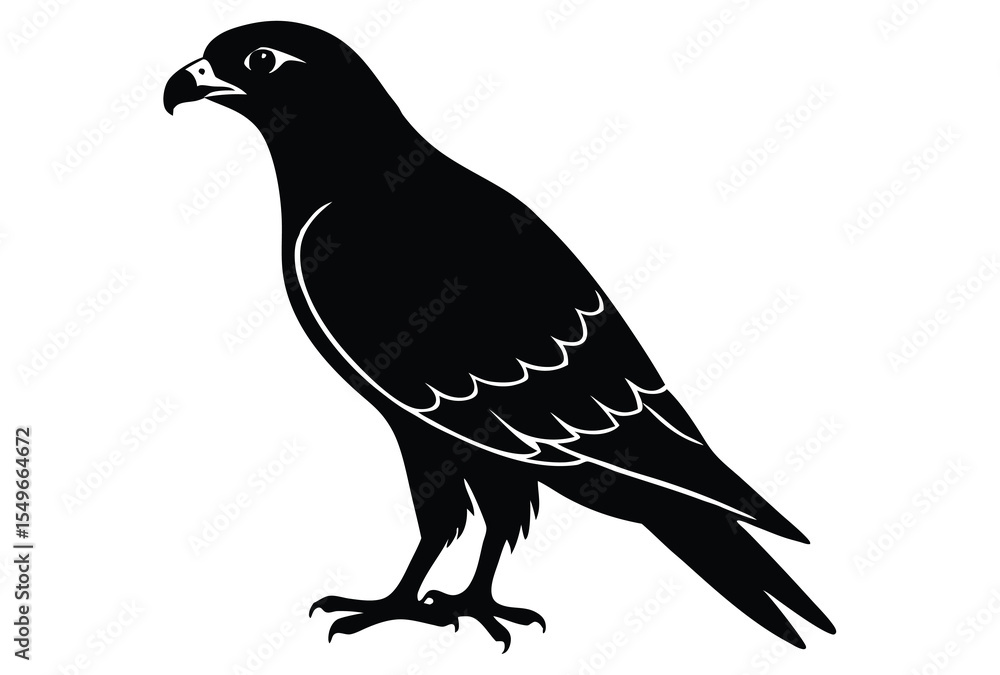 Obraz premium Hawk silhouette vector elements, Flying hawk bird flat icon illustration.