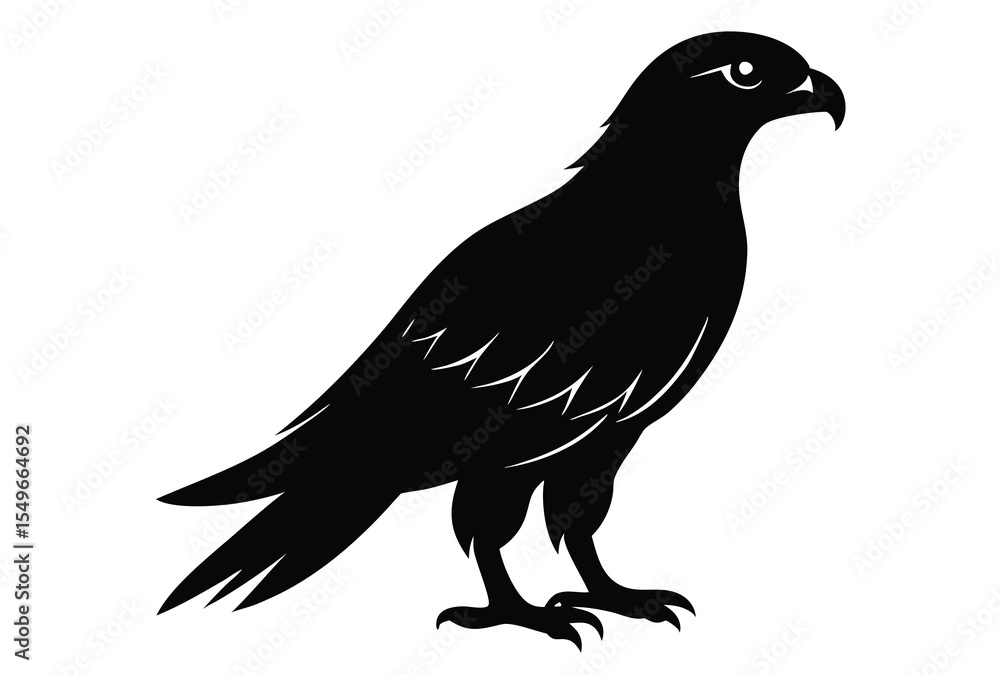 Fototapeta premium Hawk silhouette vector elements, Flying hawk bird flat icon illustration.