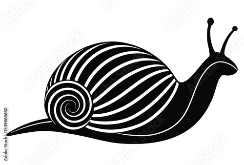 Striped Snail Silhouette Vector Elements in Flat Design Style for Nature and Animal