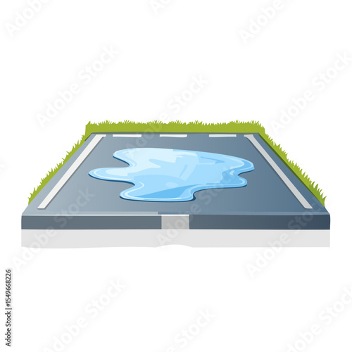 Puddle on Road SVG Illustration