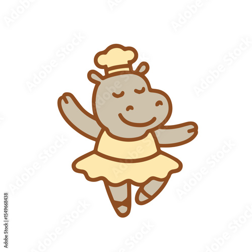 A Dancing Hippo Chef in a Tutu