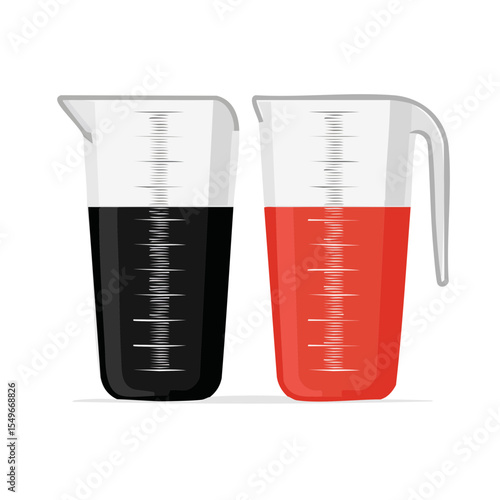 Two Beakers with Colorful Liquids for Chemistry or Laboratory Uses