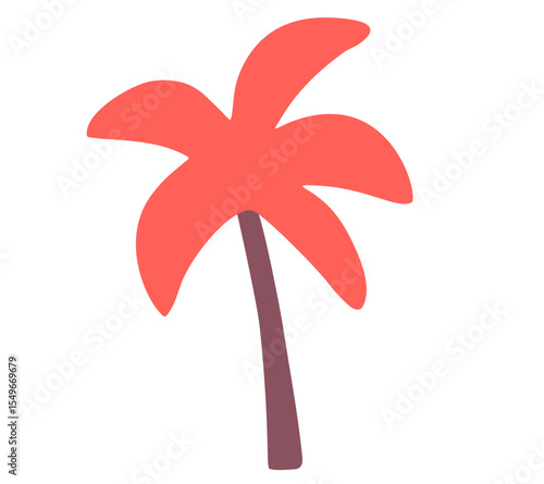 PALMA CON FOGLIE RAMI ROSA, DISEGNO STILIZZATO ESTIVO TROPICALE