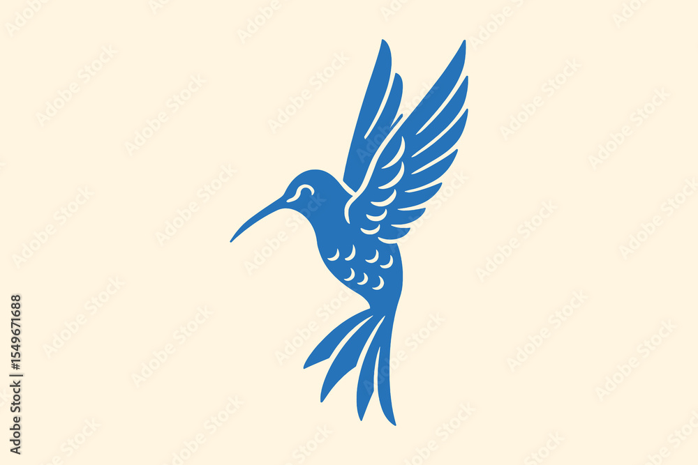 Fototapeta premium Hummingbird flying silhouette minimalist vector illustration