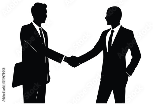 business person handshaking silhouette vector elements, businessmen handshake flat icon illustration