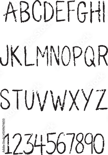 Crayon Charcoal typography font lettering ABC cartoon vector text