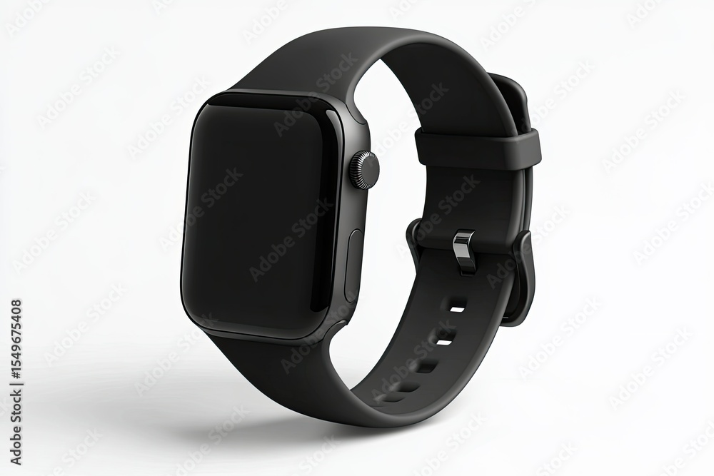 Ultra Hd Image of Black Clay Smart Watch Mockup, Perspective Ultra Hd Image of Black Clay Smart Watch Mockup, Perspective
