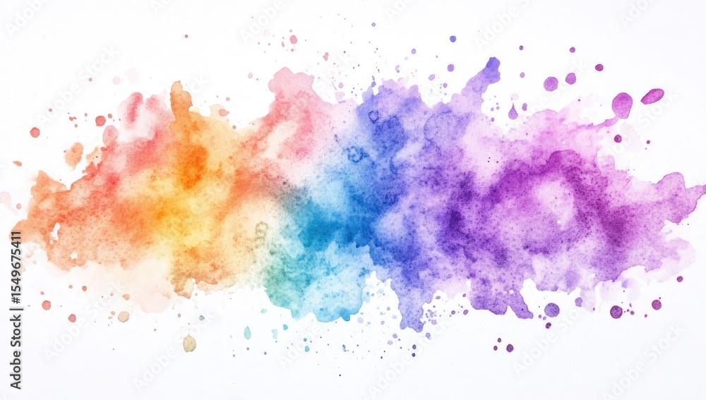 Fototapeta premium Abstract watercolor splatter, rainbow hues