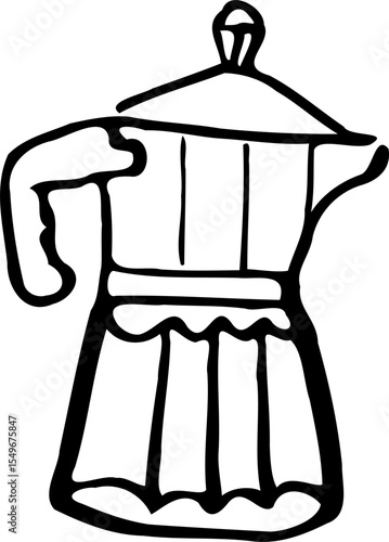 Classic Italian espresso maker Vector illustration minimal doodle of a traditional moka pot used to brew coffee on the stovetop