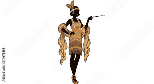 Quadro su tela Isolated Flapper Girl