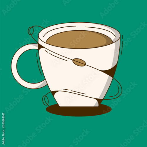 Coffee Cup Delight: An illustration of a stylish coffee cup, brimming with a rich brew, adorned with artful lines and a hint of a coffee bean. Perfectly crafted to celebrate the art of coffee.