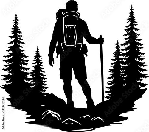 Hiking man Mountaineering Adventure vector bundle