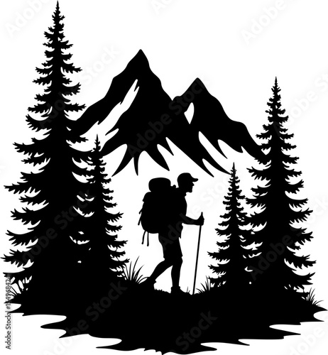 Hiking man Mountaineering Adventure vector bundle