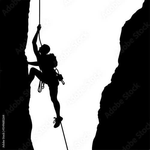 Lone Hiker in Mountain Forest Landscape Silhouette vector