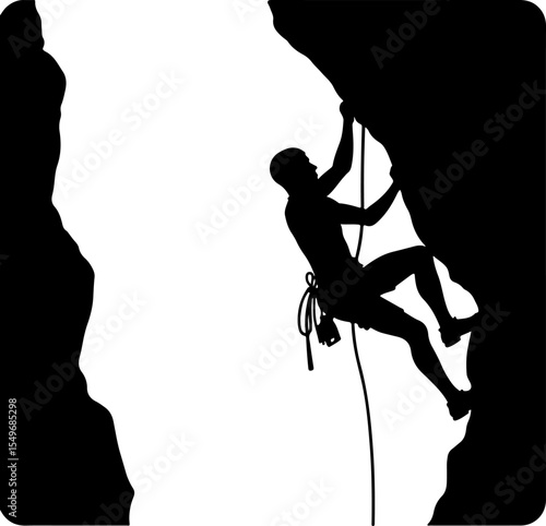 Lone Hiker in Mountain Forest Landscape Silhouette vector