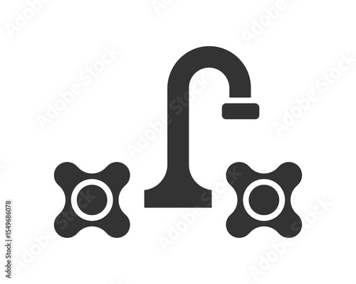 A minimalist icon depicting a classic water faucet. Great for plumbing services, home improvement, or water conservation concepts. Adaptable for app interfaces or vector designs.