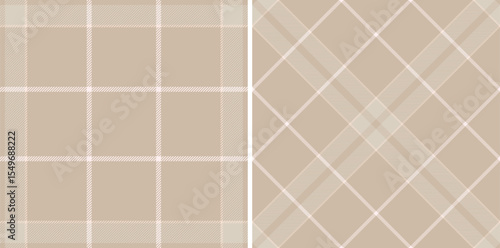 Elegant seamless plaid pattern set in neutral tones. Versatile for backgrounds, textiles, or design projects needing a refined, classic touch.