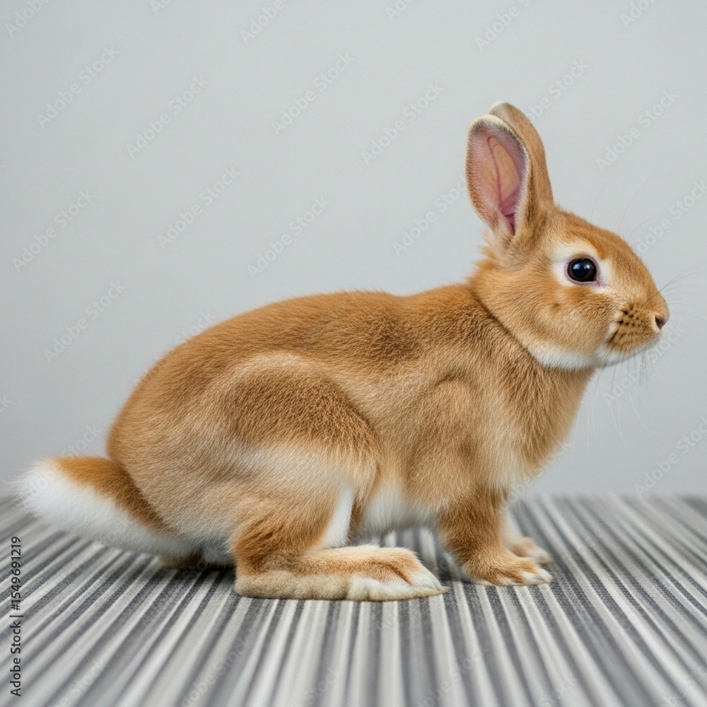 Fototapeta premium Precious Domestic Rabbit Resting Peacefully in a Cozy Setting