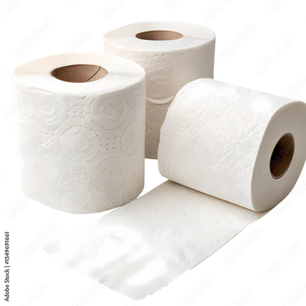 Fototapeta premium Toilet Paper Rolls isolated on transparent baackground