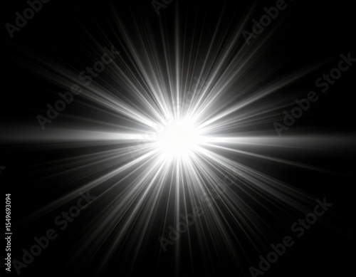 Bright White Light Flare On Black Background