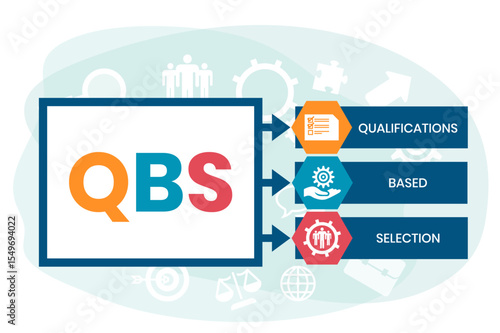 QBS - Qualifications Based Selection acronym. business concept background. vector illustration concept with keywords and icons. lettering illustration with icons for web banner, flyer, landing page