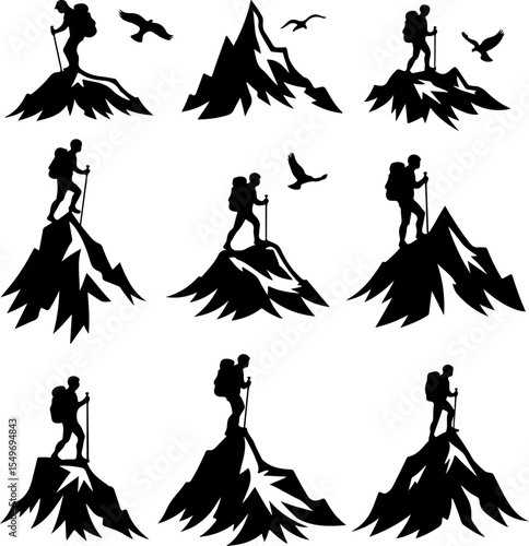 Hiking mountain outdor vector bundle