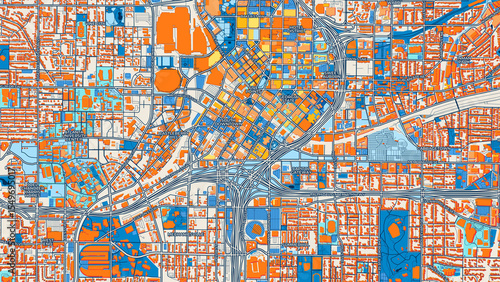 Colorful Atlanta Street Map with Labels and Buildings