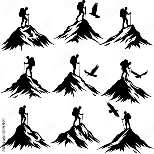 Hiking mountain outdor vector bundle