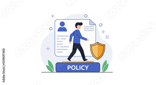 Personal privacy policy concept with character illustration for web design and information security vector illustration