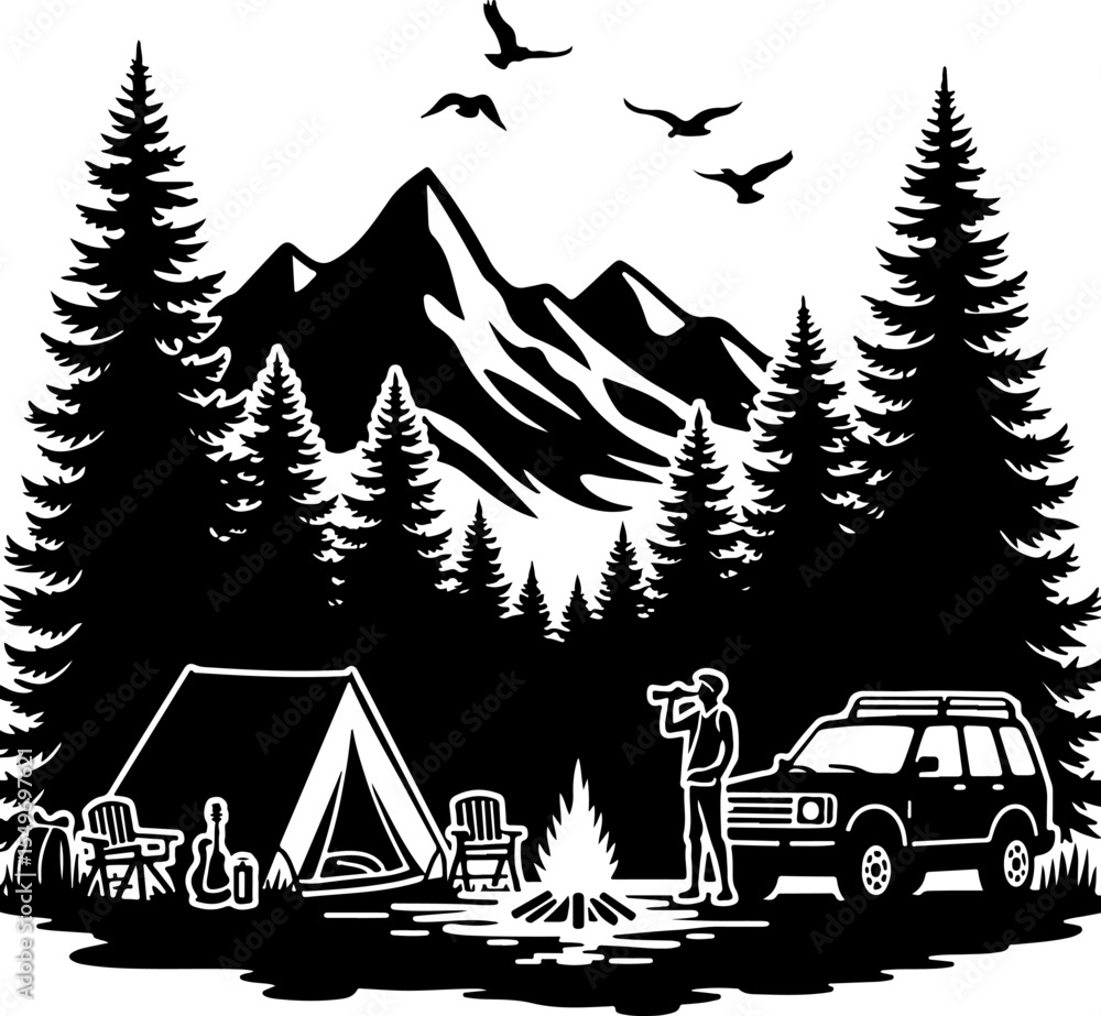 Obraz premium Hiking mountain outdor vector bundle