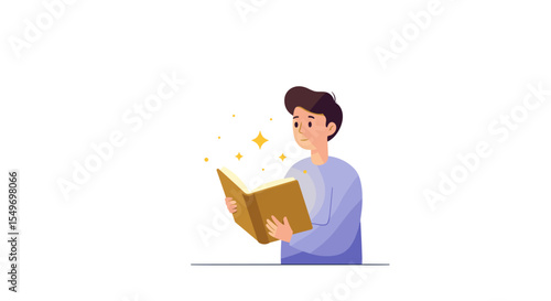 Magical reading experience illustration for imaginative storytelling concepts vector illustration