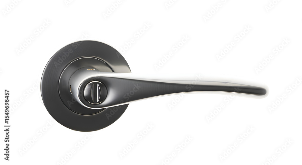 Door Handle Shines with Metal Finish on Transparent Background, Interior Design Element Door Handle Shines with Metal Finish on Transparent Background, Interior Design Element
