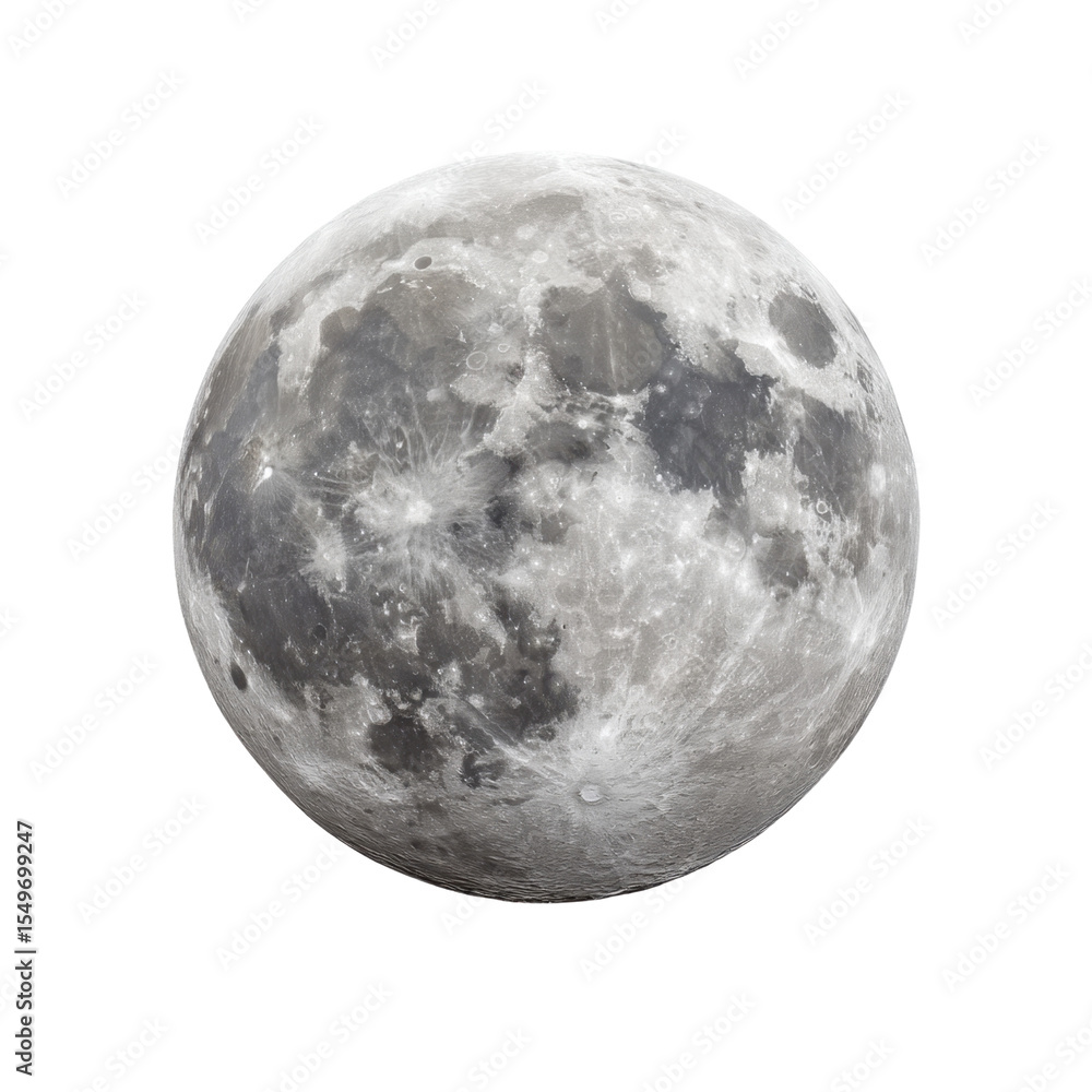 Obraz premium Full Moon with Detailed Surface Features Against Black Background for Astronomy and Night Sky Enthusiasts Transparent background or PNG