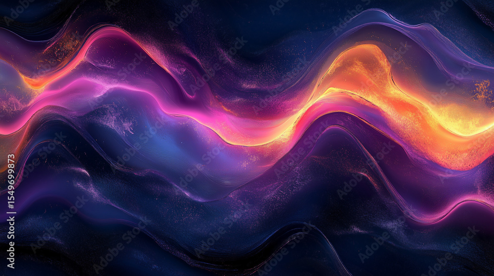 Fototapeta premium Colorful iridescent wave pattern flowing in digital art composition