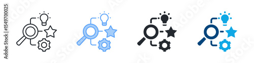 Competence Icon Set Multiple Style. Designed In Outline, Blue, Glyph, Dual Tone