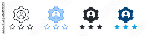Skills Icon Set Multiple Style. Designed In Outline, Blue, Glyph, Dual Tone