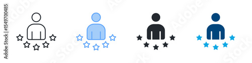Experience Icon Set Multiple Style. Designed In Outline, Blue, Glyph, Dual Tone