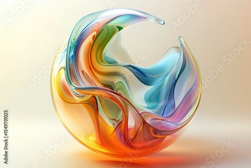 High Detail Image of Glass Abstract Round Fluid Colorfull Shape