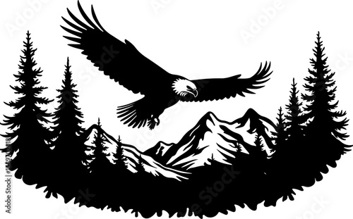 Hiking Man Scene with Tent, Campfire, SUV, and Mountains vector bundle