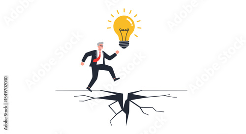 Businessman overcoming challenges with bright ideas concept illustration vector illustration