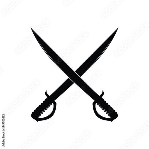 Traditional crossed saber weapon icon