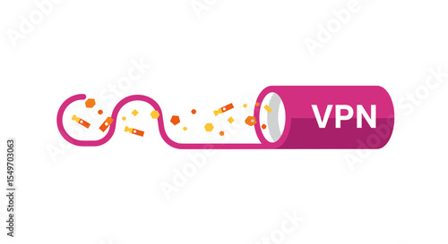 Secure virtual private network concept with data flow in technology illustration vector illustration