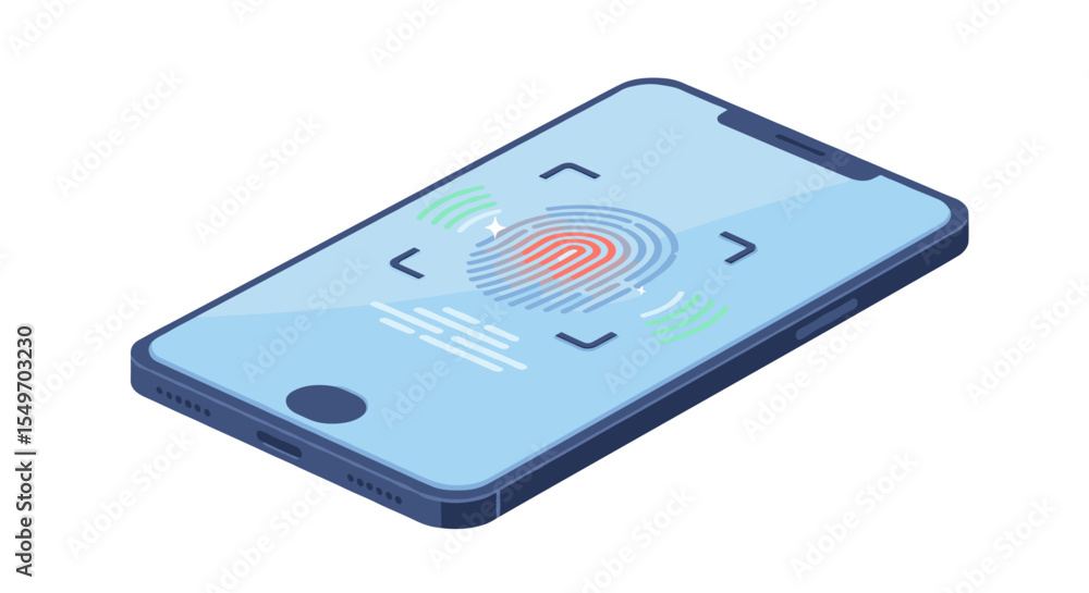 Fototapeta premium Smartphone fingerprint authentication concept for security design vector illustration
