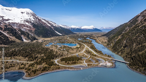 Tableau sur toile aerial landscape view of area around Begich, Boggs Visitor Center with Portage