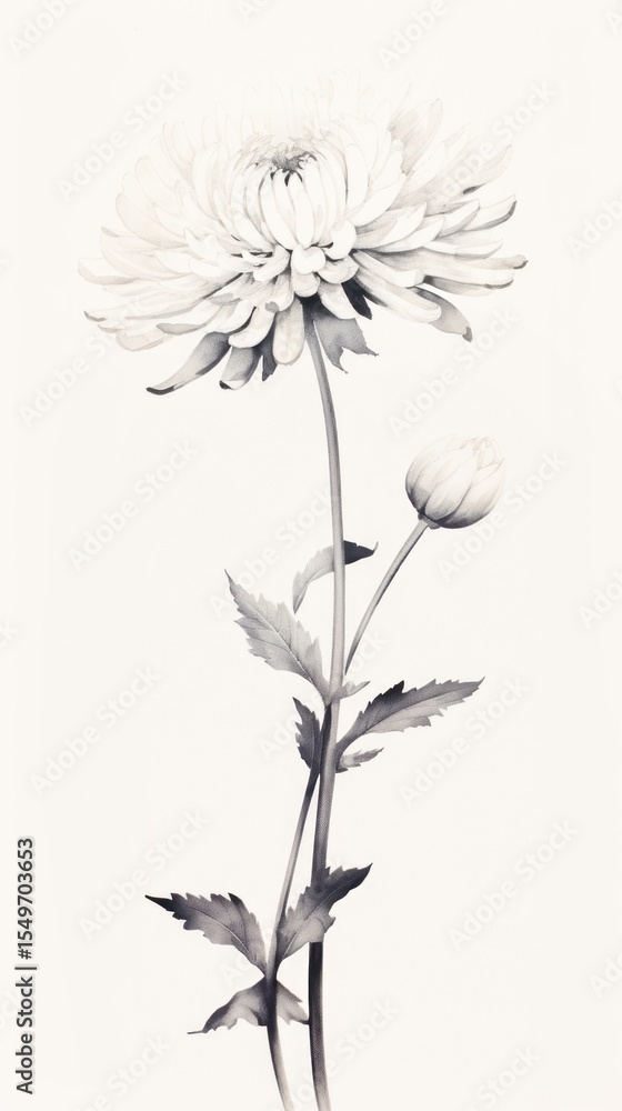 Obraz premium Drawing flower dahlia sketch.