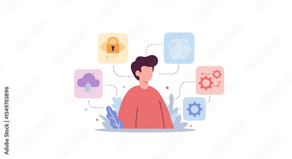 Illustration of data security and artificial intelligence concept for digital design projects vector illustration Illustration of data security and artificial intelligence concept for digital design projects vector illustration