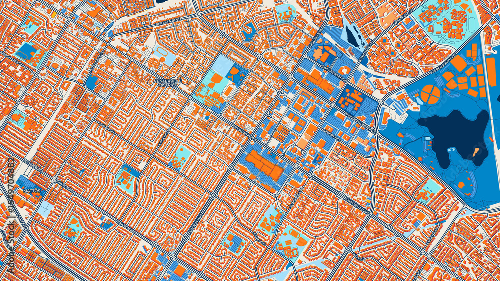 Obraz premium Colorful Fremont Street Map with Labels and Buildings