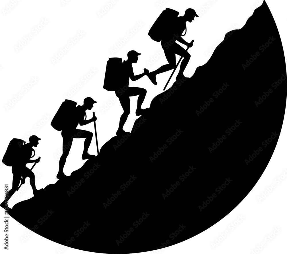 Fototapeta premium Mountain Climbing Silhouettes vector