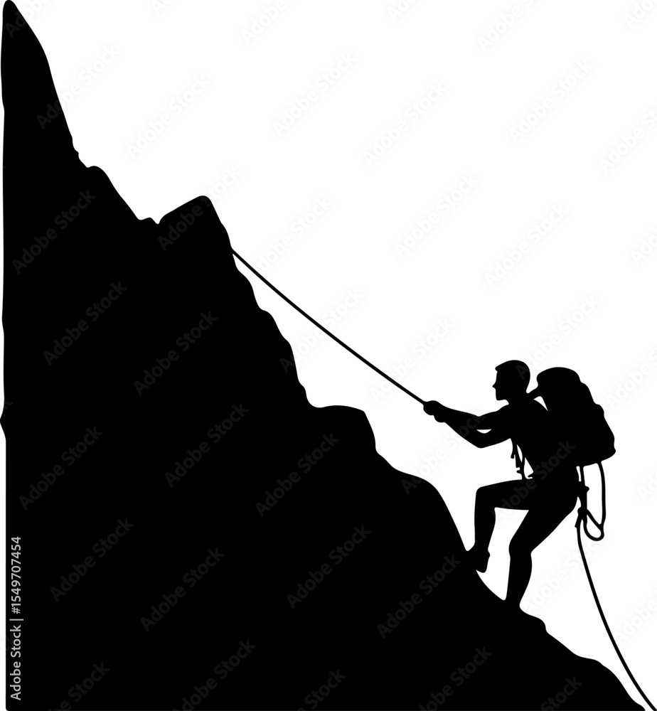 Fototapeta premium Mountain Climbing Silhouettes vector